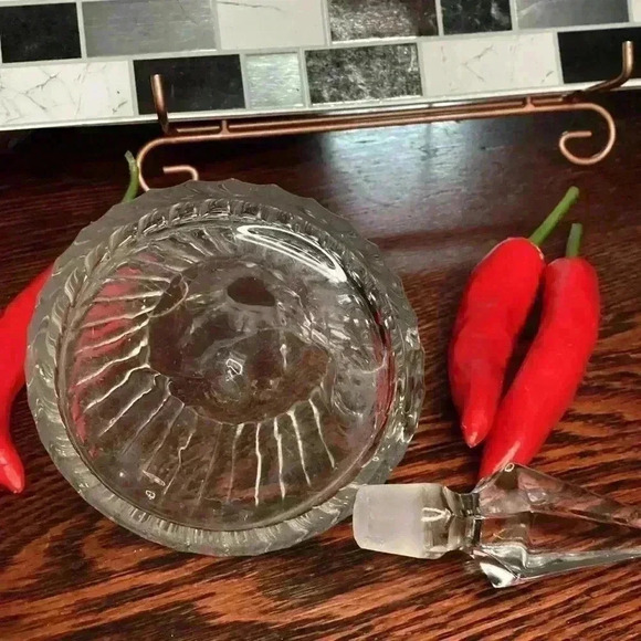 Vintage Heisey Clear Elegant Glass Cruet stopper thumbprint column triangular - Picture 6 of 9